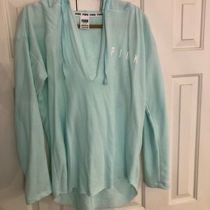 Pink Pullover Tunic Jacket - Light Blue
